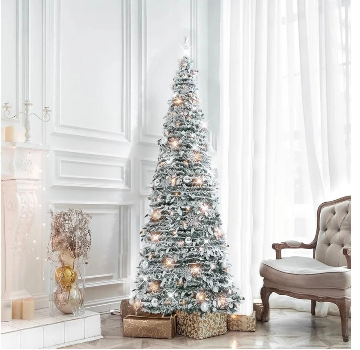 Árbol de Navidad blanco predecorado emergente de 6 pies – Etramart, image size:1170x1137