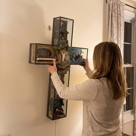 Sacred Story Cross Illuminated Biblical Wall Art