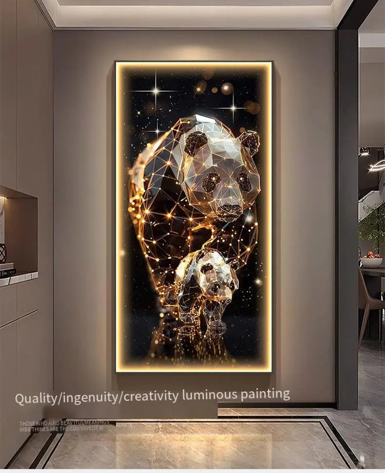 Panda Decoration Painting Hanging Painting Corridor Mural Light Room Decoration Lamp Home Decorations Interior Wall Light Led Li