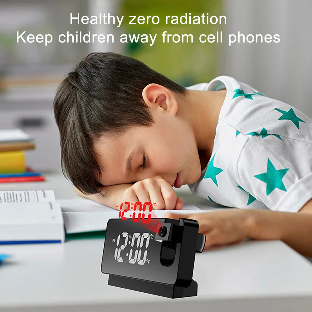 Reloj despertador digital LED con rotación de 180°