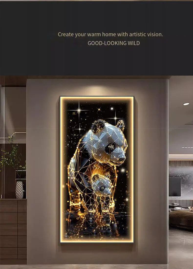 Panda Decoration Painting Hanging Painting Corridor Mural Light Room Decoration Lamp Home Decorations Interior Wall Light Led Li