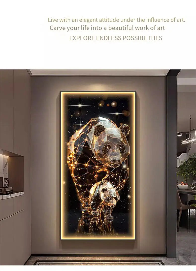 Panda Decoration Painting Hanging Painting Corridor Mural Light Room Decoration Lamp Home Decorations Interior Wall Light Led Li