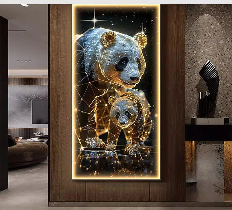 Panda Decoration Painting Hanging Painting Corridor Mural Light Room Decoration Lamp Home Decorations Interior Wall Light Led Li