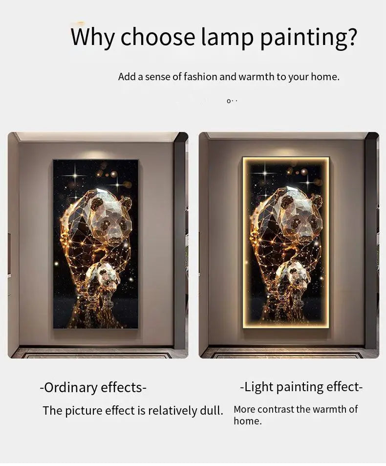 Panda Decoration Painting Hanging Painting Corridor Mural Light Room Decoration Lamp Home Decorations Interior Wall Light Led Li