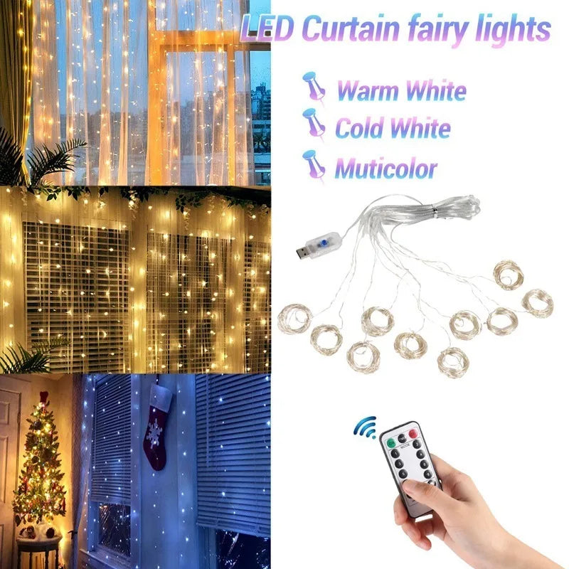 Christmas Curtain LED String Lights