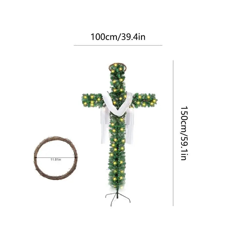 Foldable 5ft Pre-Lit Christmas Cross Tree