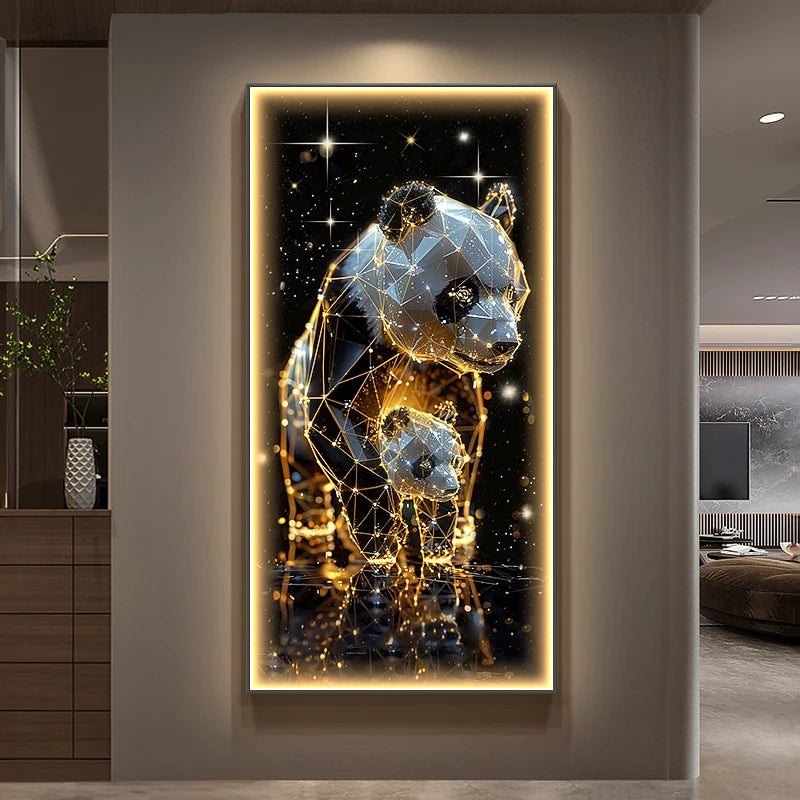Panda Decoration Painting Hanging Painting Corridor Mural Light Room Decoration Lamp Home Decorations Interior Wall Light Led Li