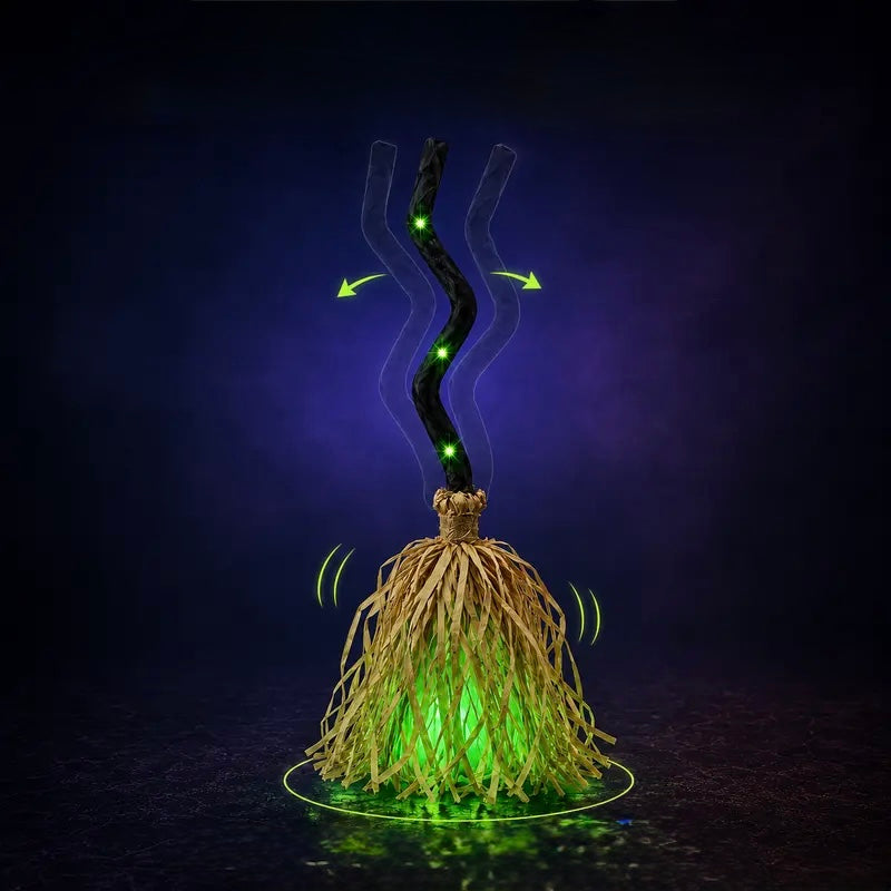 Animated Halloween Witch Broom with Lights, Music & Motion