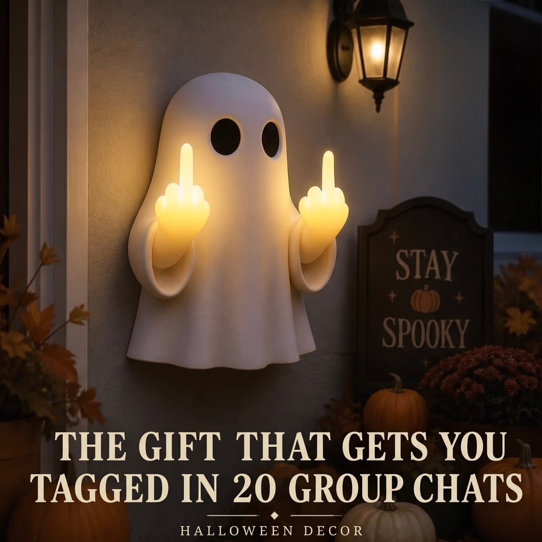 Halloween Ghost Middle Finger Glow Night Light