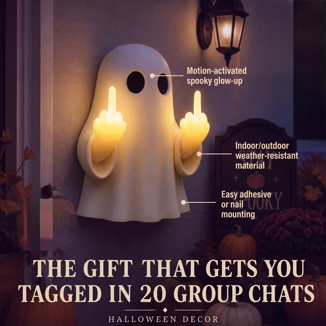 Halloween Ghost Middle Finger Glow Night Light