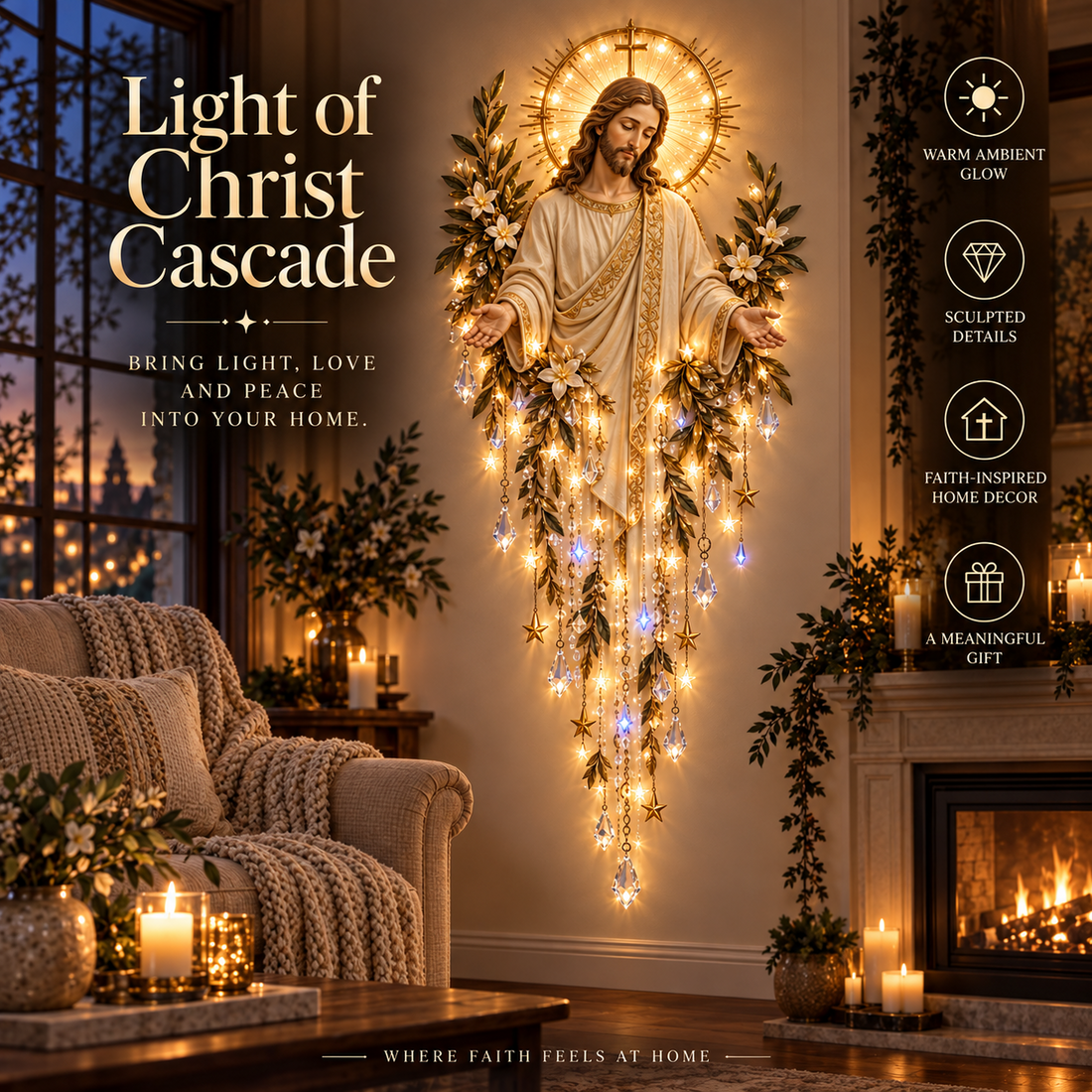 Light of Christ Cascade Faith-Inspired LED Wall Decor