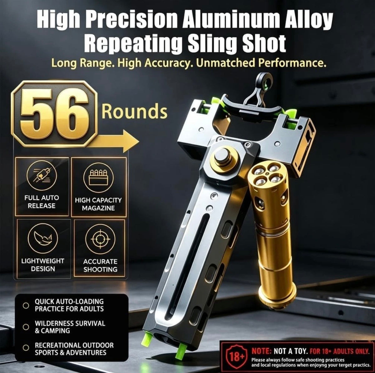 Professional Telescopic Aluminum Alloy Magazine-Fed Slingshot