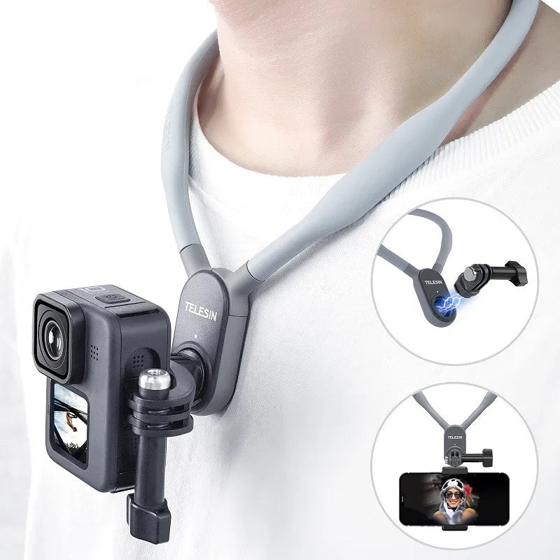 Soporte de silicona para el cuello para GoPro Hero Insta360 DJI Osmo Action Smartphone Accesorios de acción magnéticos