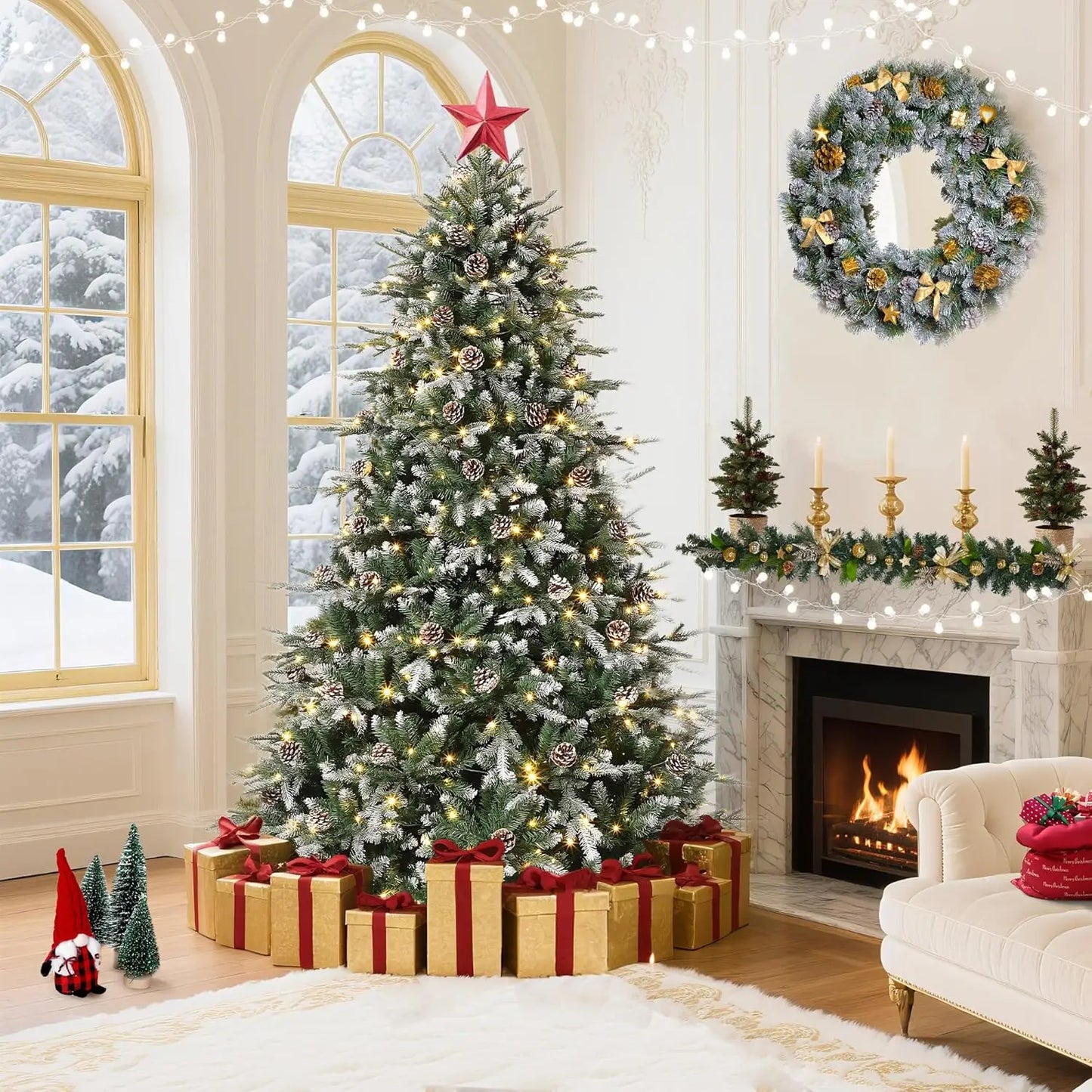 PreLit Snow Flocked Christmas Tree