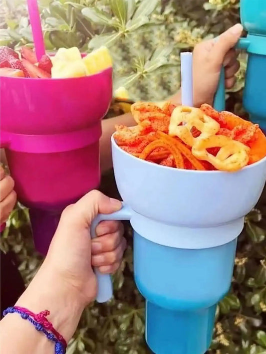 Vaso para refrigerio con asa Vaso para bebidas todo en uno Vaso para agua Pajita