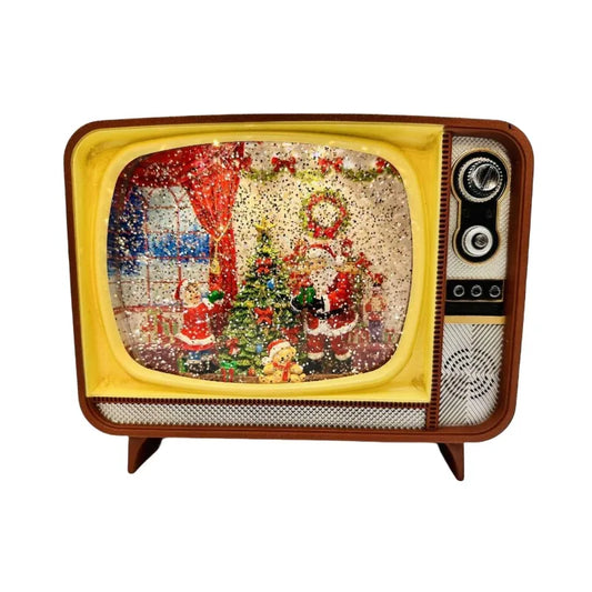 Christmas Retro TV Snow Globe Decoration