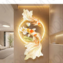Koi Fish Lotus Hanging Wall Lamp