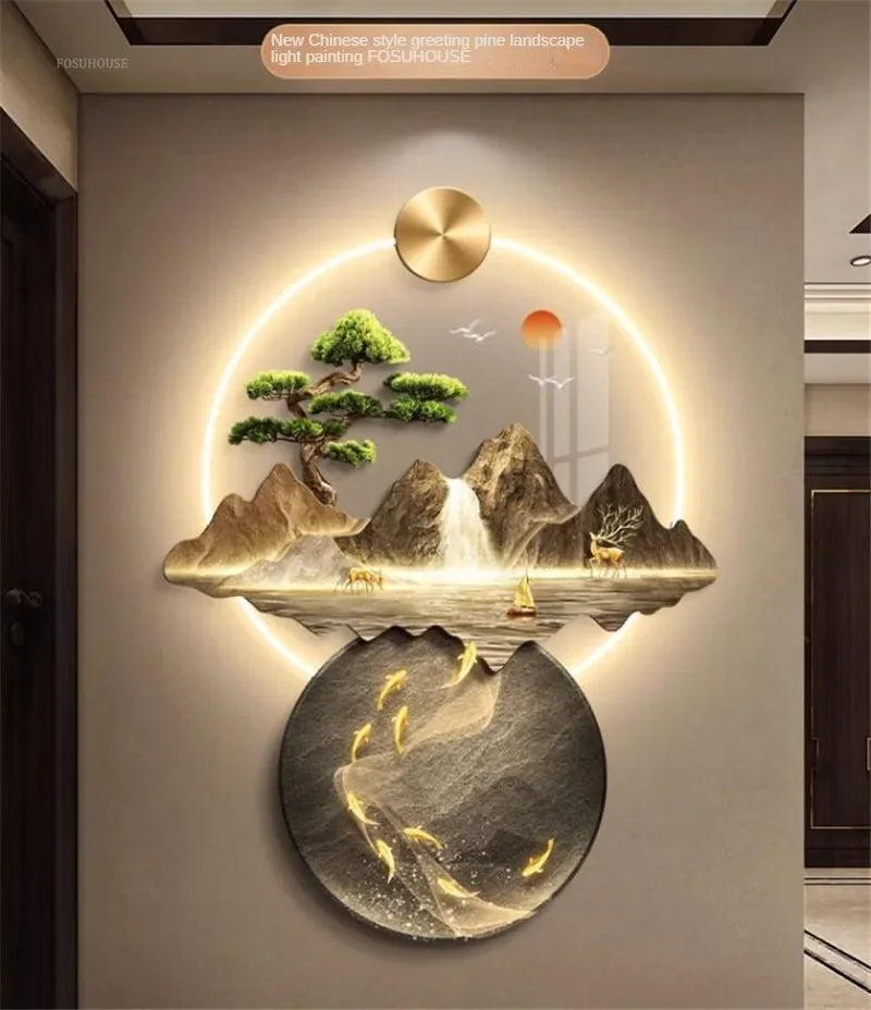 Bonsai Tree Mountain Decoration Wall Lamp