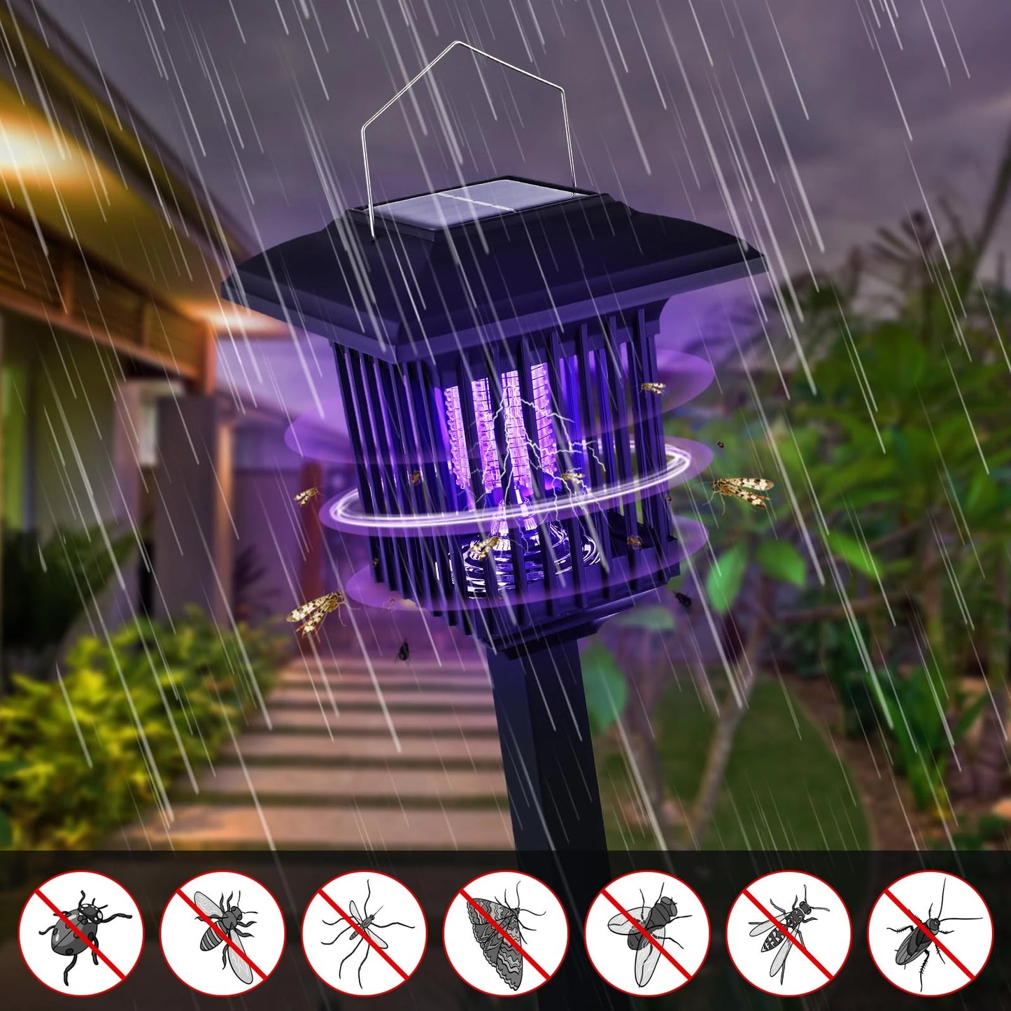 Solar-Powered Outdoor Light and Insect Trap