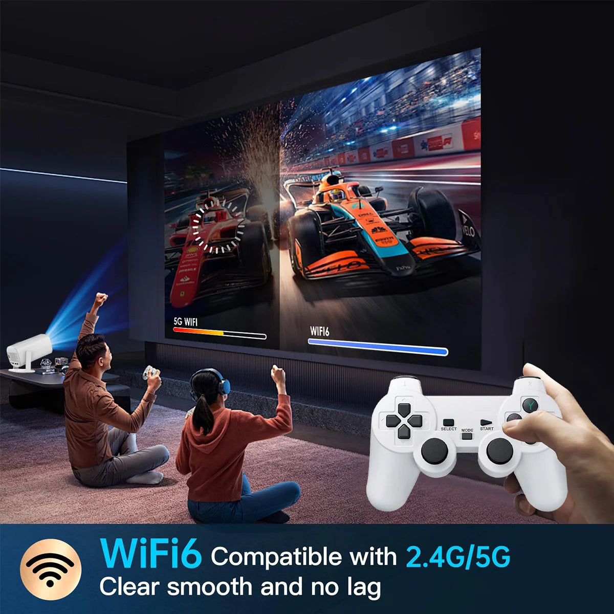 Proyector de videojuegos con consolas