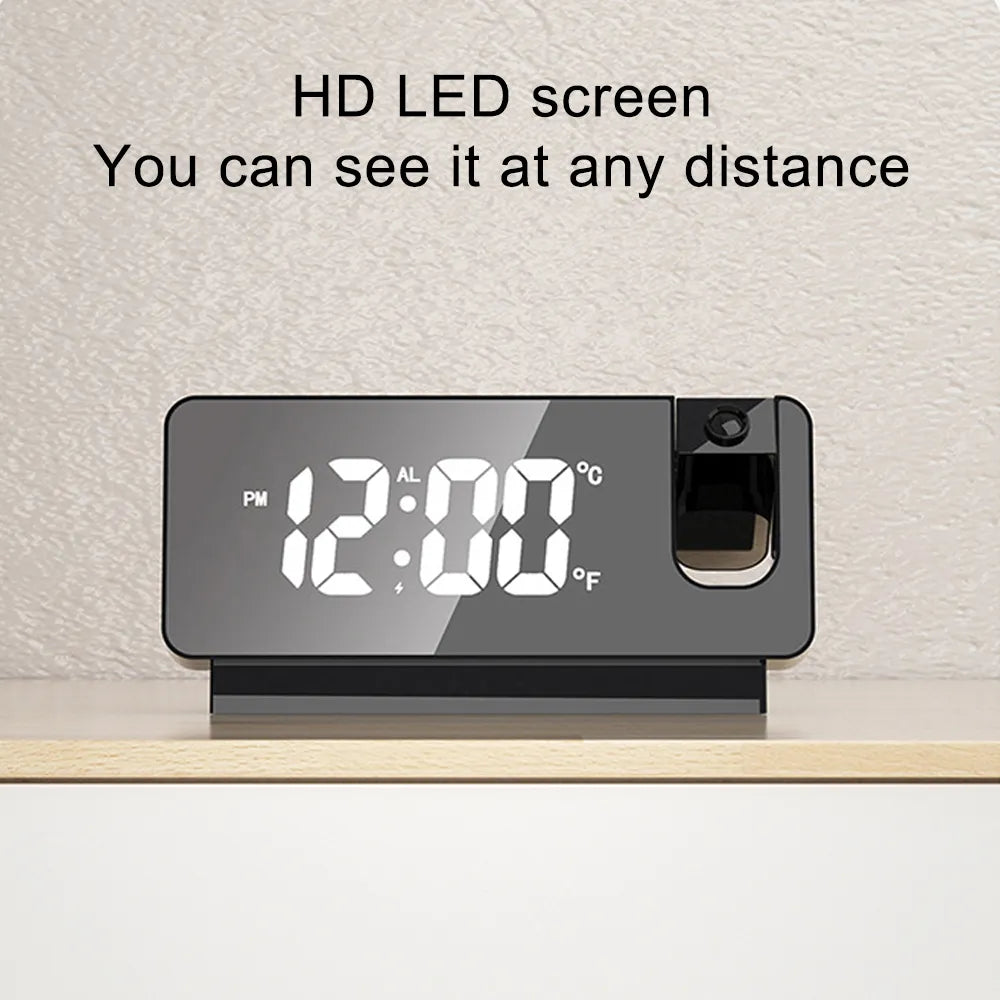 Reloj despertador digital LED con rotación de 180°