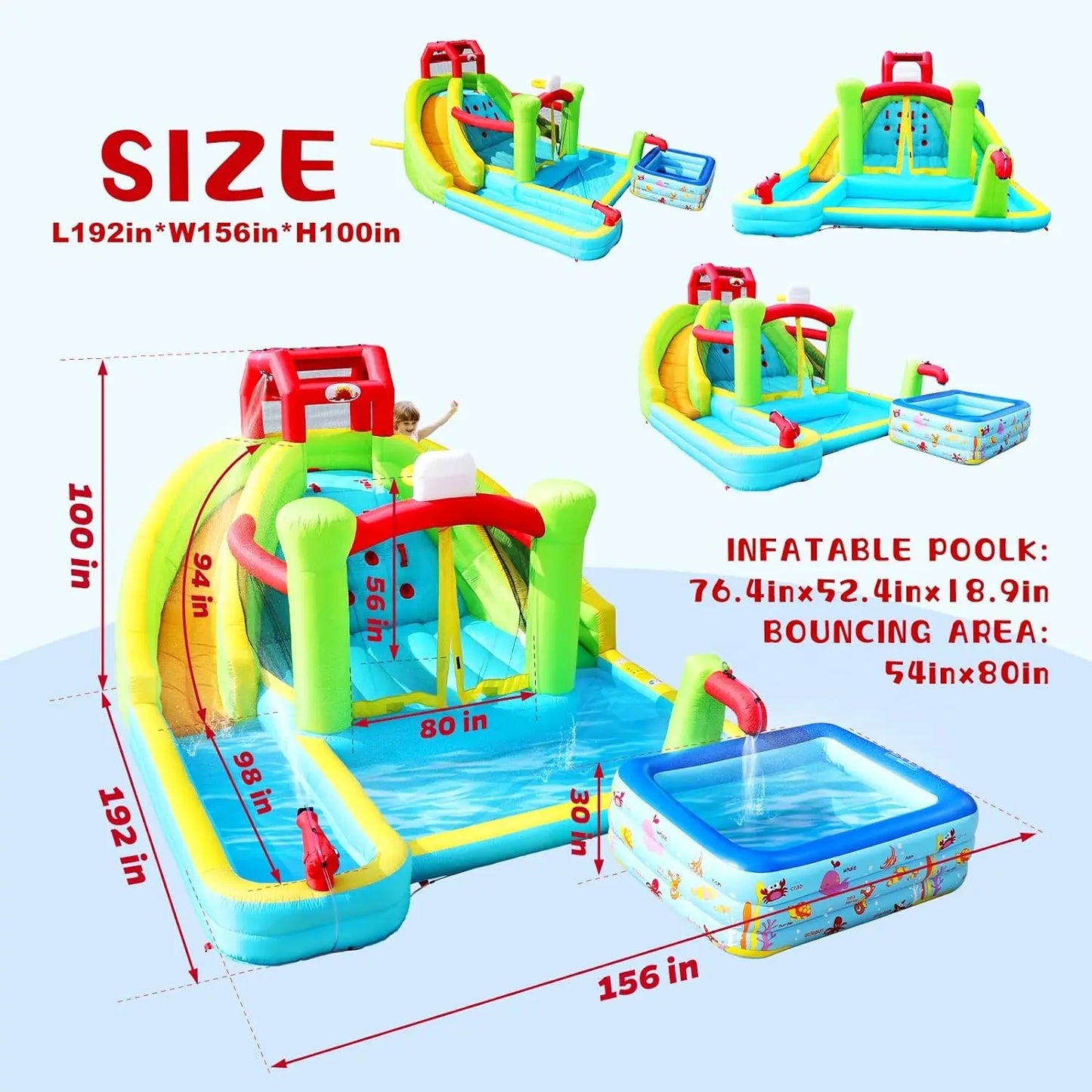 Piscina con tobogán acuático inflable