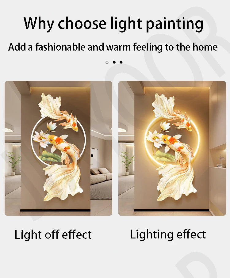 Koi Fish Lotus Hanging Wall Lamp