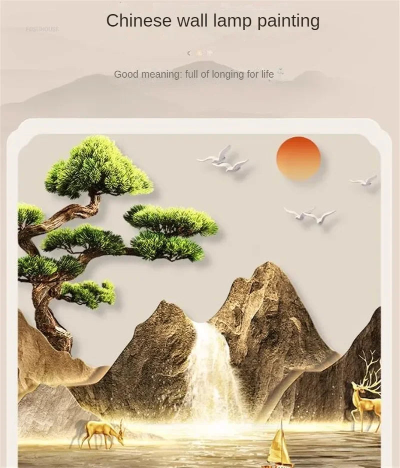 Bonsai Tree Mountain Decoration Wall Lamp