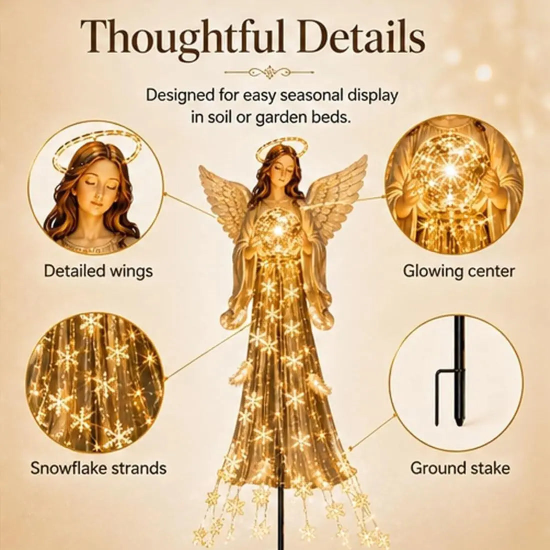 Angel Blessing Fountain Solar Cascading Garden Light