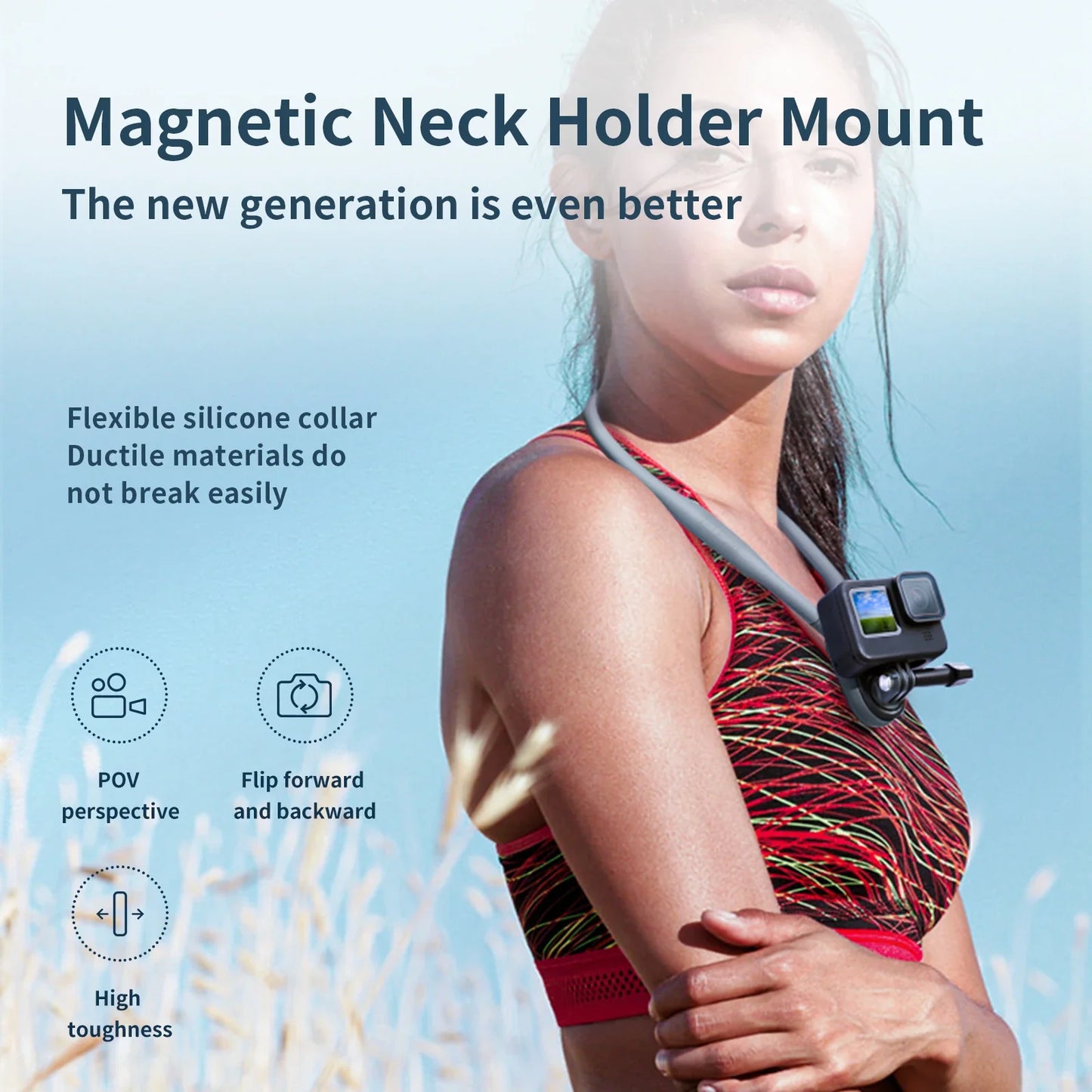 Soporte de silicona para el cuello para GoPro Hero Insta360 DJI Osmo Action Smartphone Accesorios de acción magnéticos