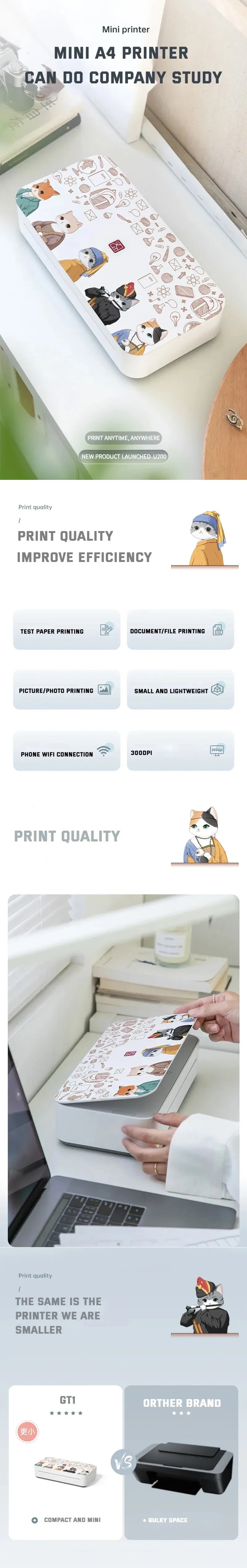 Portable Printer Thermal Wireless