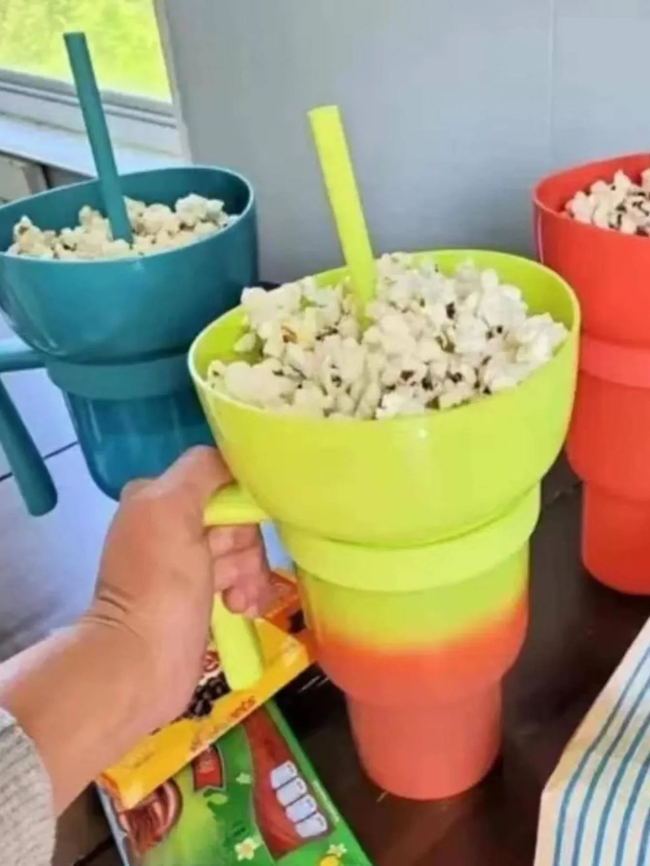 Vaso para refrigerio con asa Vaso para bebidas todo en uno Vaso para agua Pajita