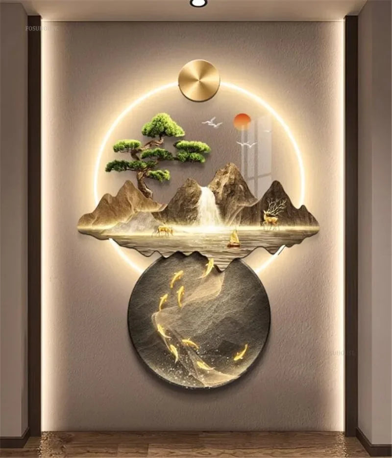 Bonsai Tree Mountain Decoration Wall Lamp