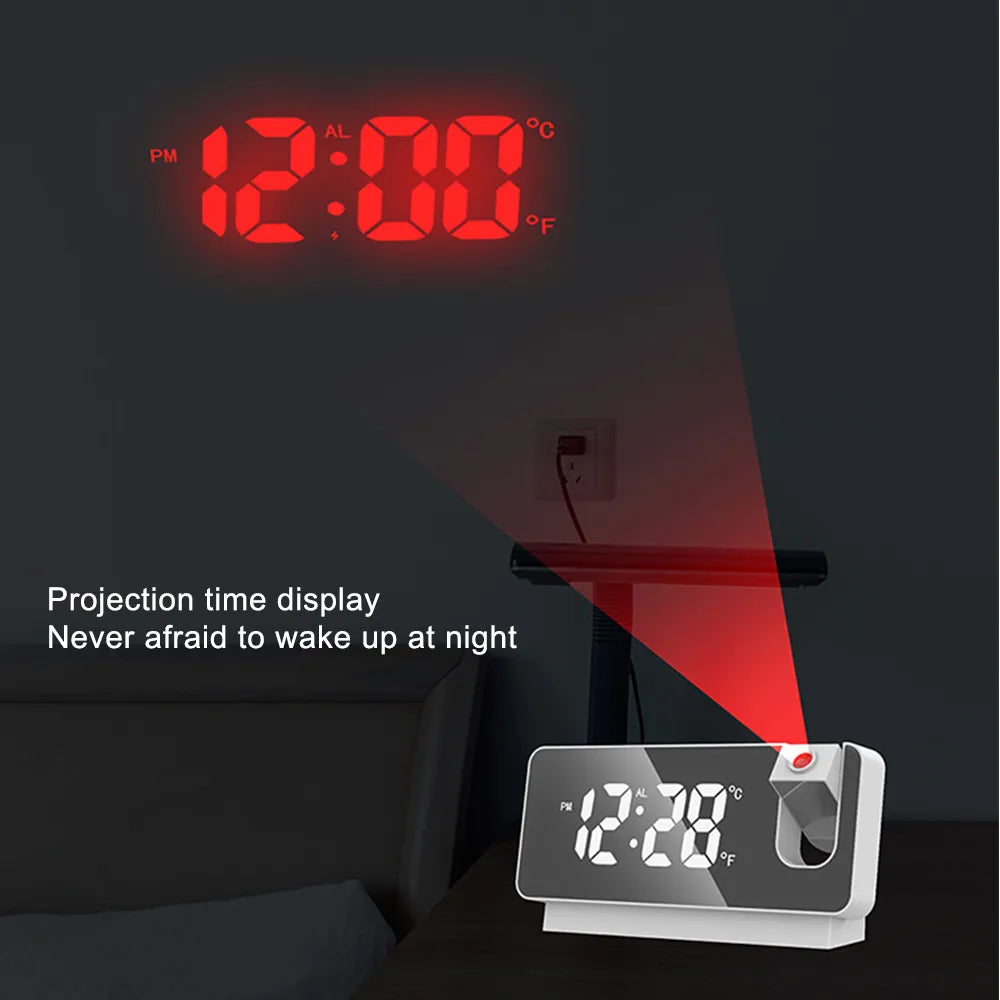 Reloj despertador digital LED con rotación de 180°