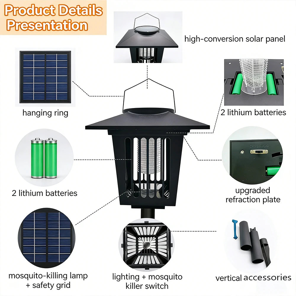 Solar-Powered Outdoor Light and Insect Trap