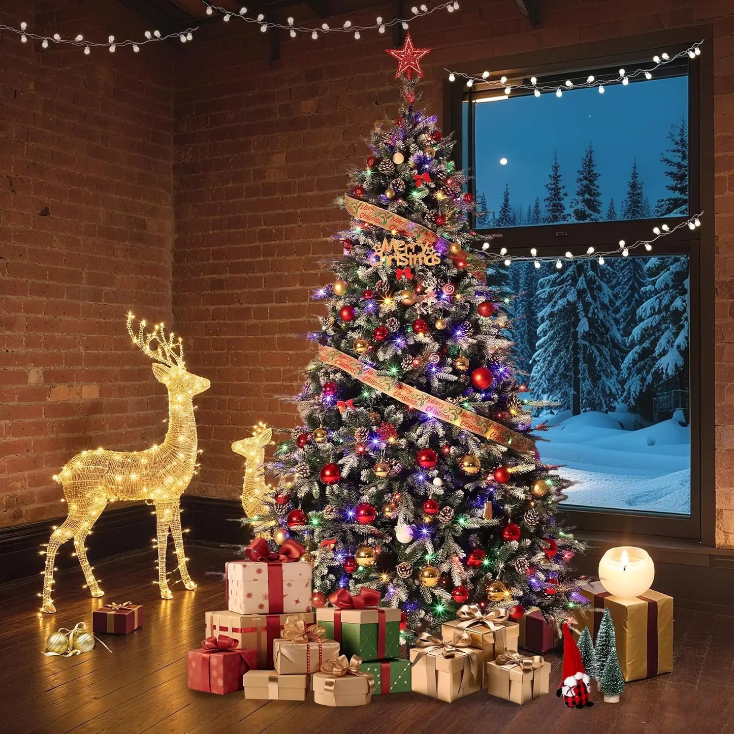 PreLit Snow Flocked Christmas Tree