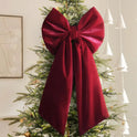 Red Velvet Christmas Tree Topper with Burgundy Bows