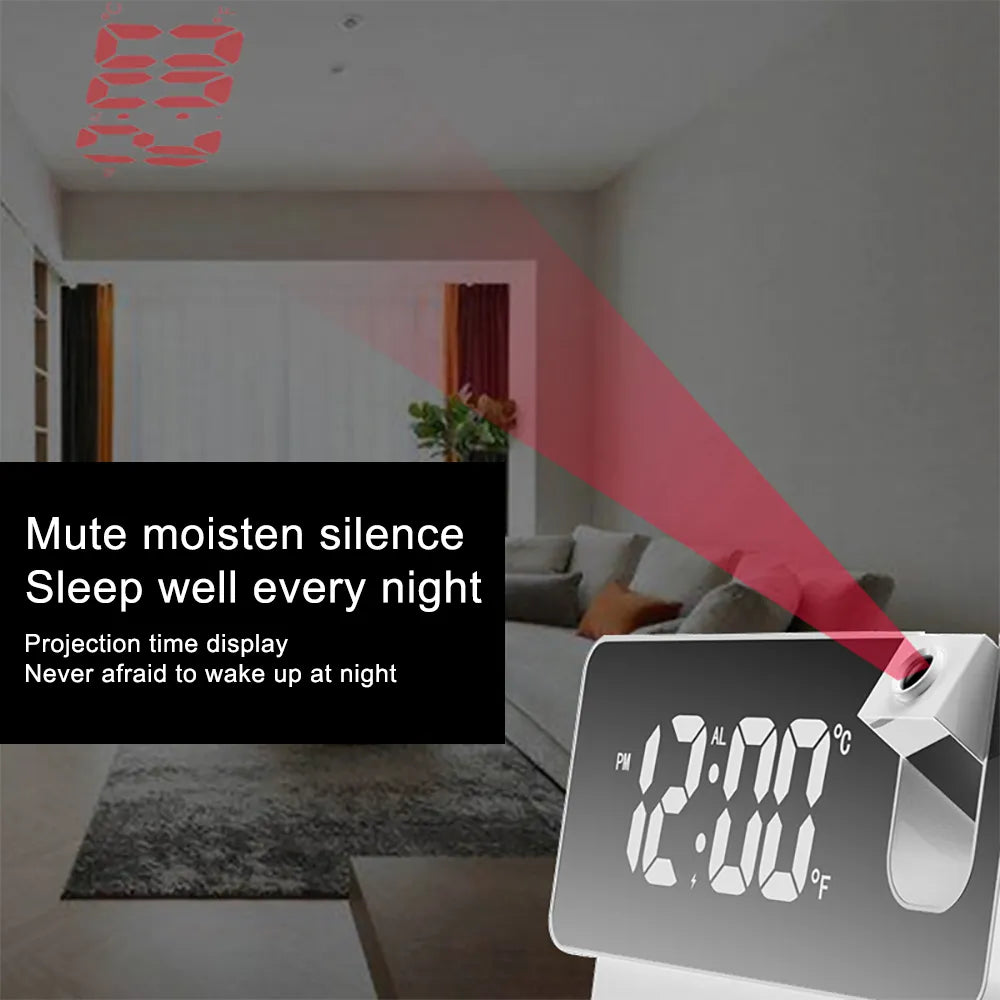 Reloj despertador digital LED con rotación de 180°