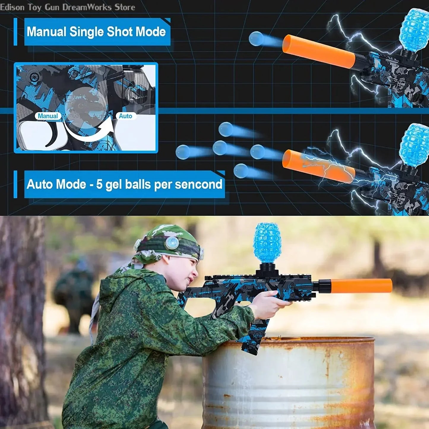 Pistola de agua con gel de explosión eléctrica