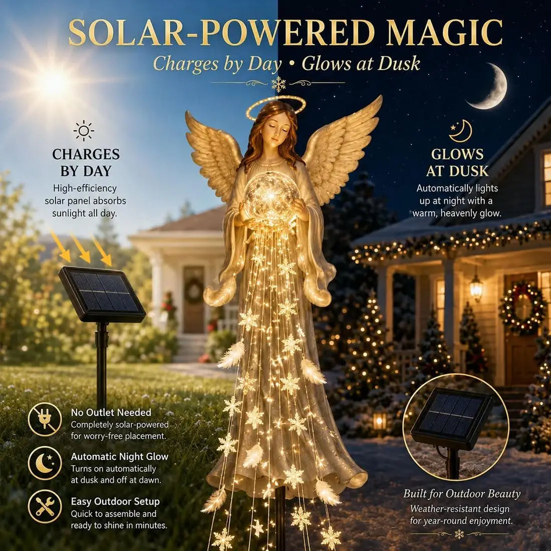 Angel Blessing Fountain Solar Cascading Garden Light