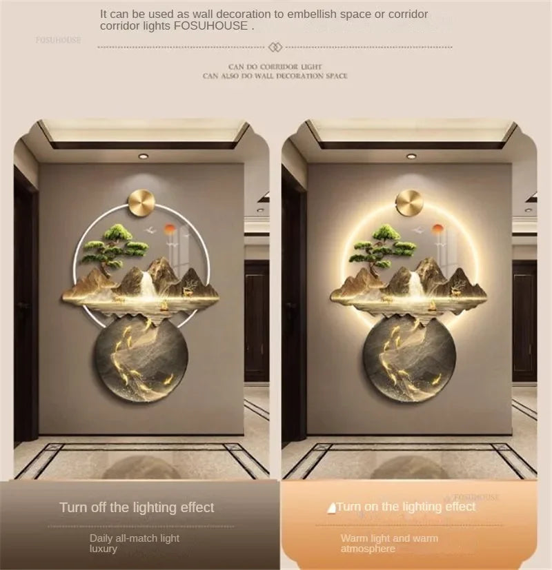 Bonsai Tree Mountain Decoration Wall Lamp