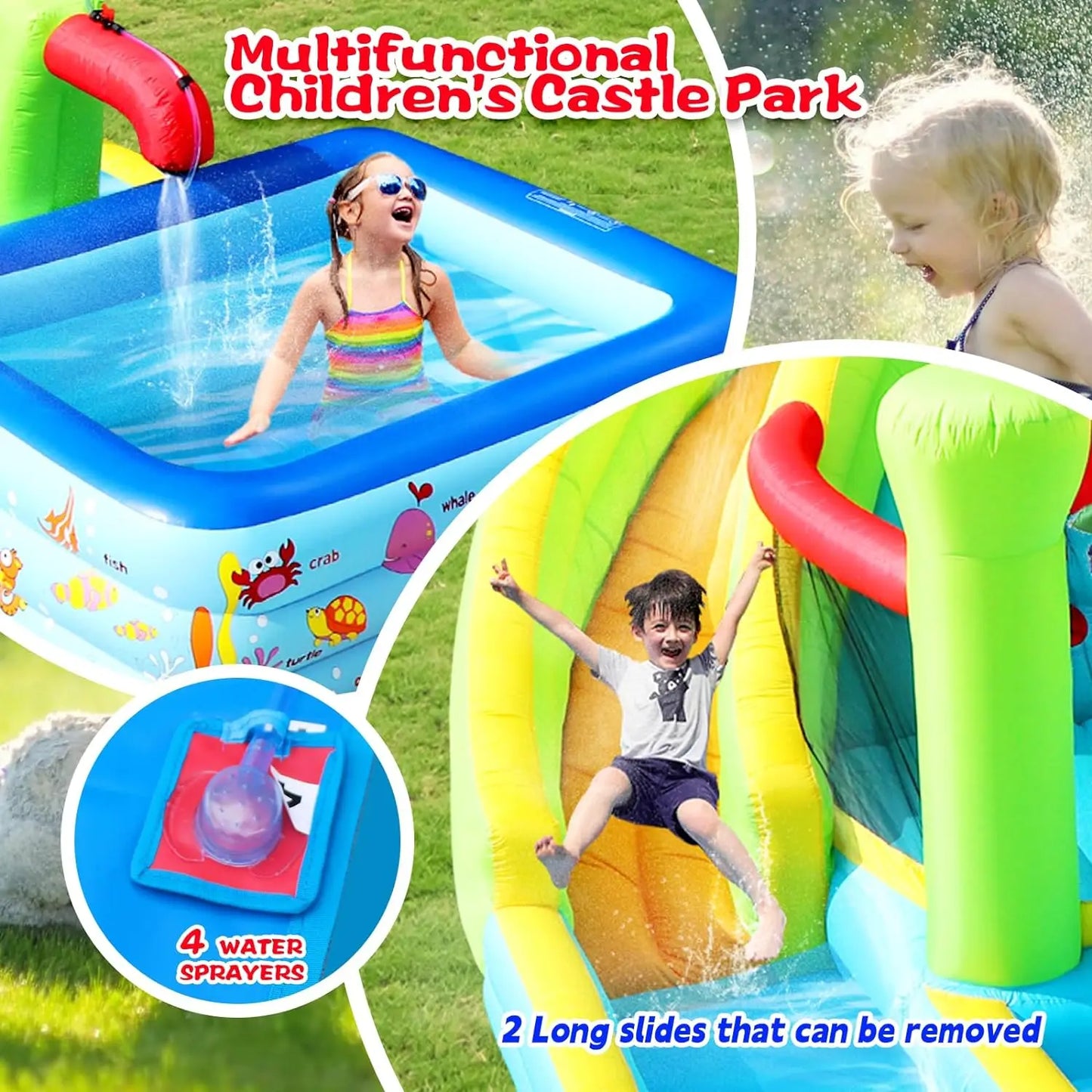 Piscina con tobogán acuático inflable