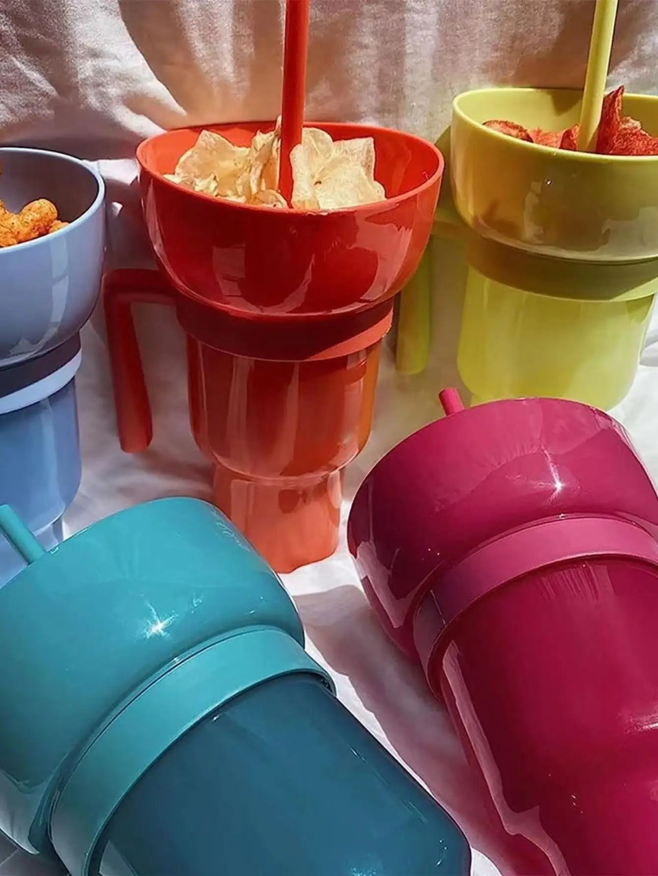 Vaso para refrigerio con asa Vaso para bebidas todo en uno Vaso para agua Pajita