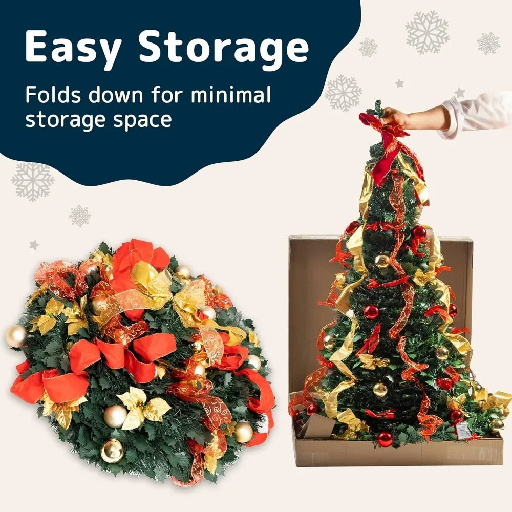 6 ft Pop Up Pre-Decorated Christmas Tree
