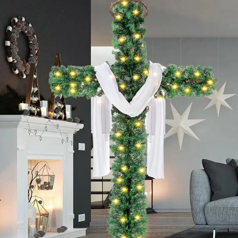 Foldable 5ft Pre-Lit Christmas Cross Tree