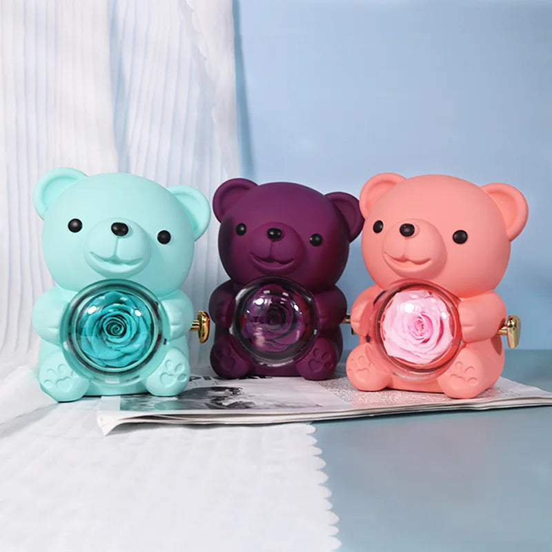 Caja para collar y anillo con forma de osito de peluche