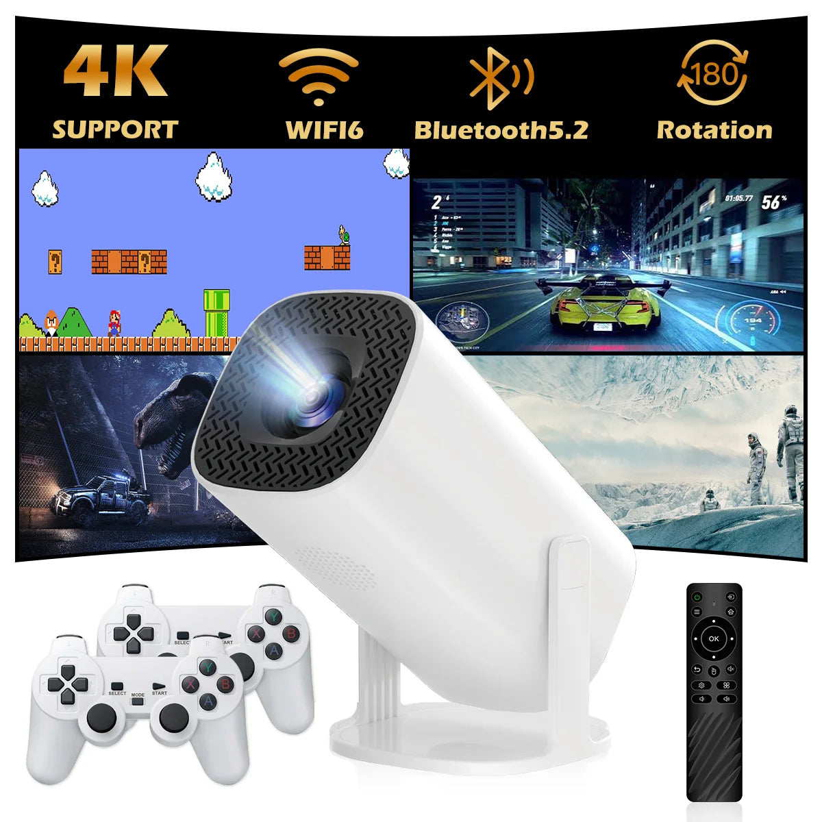 Proyector de videojuegos con consolas