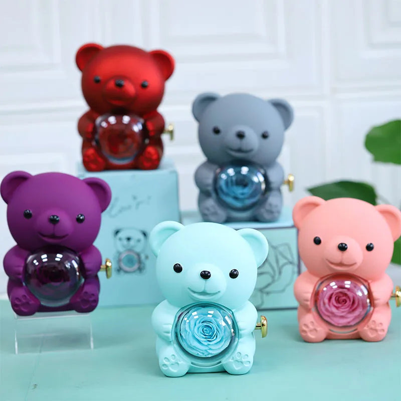 Caja para collar y anillo con forma de osito de peluche