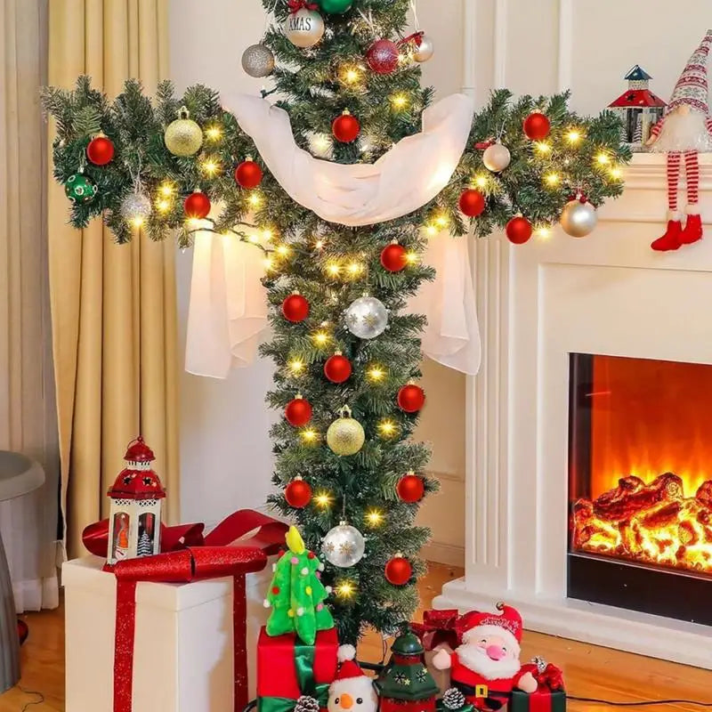 Foldable 5ft Pre-Lit Christmas Cross Tree
