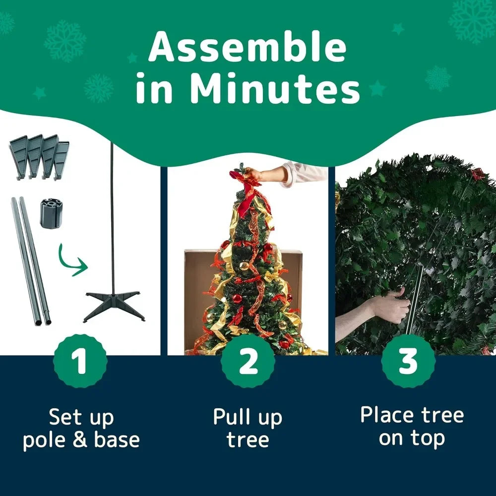 6 ft Pop Up Pre-Decorated Christmas Tree